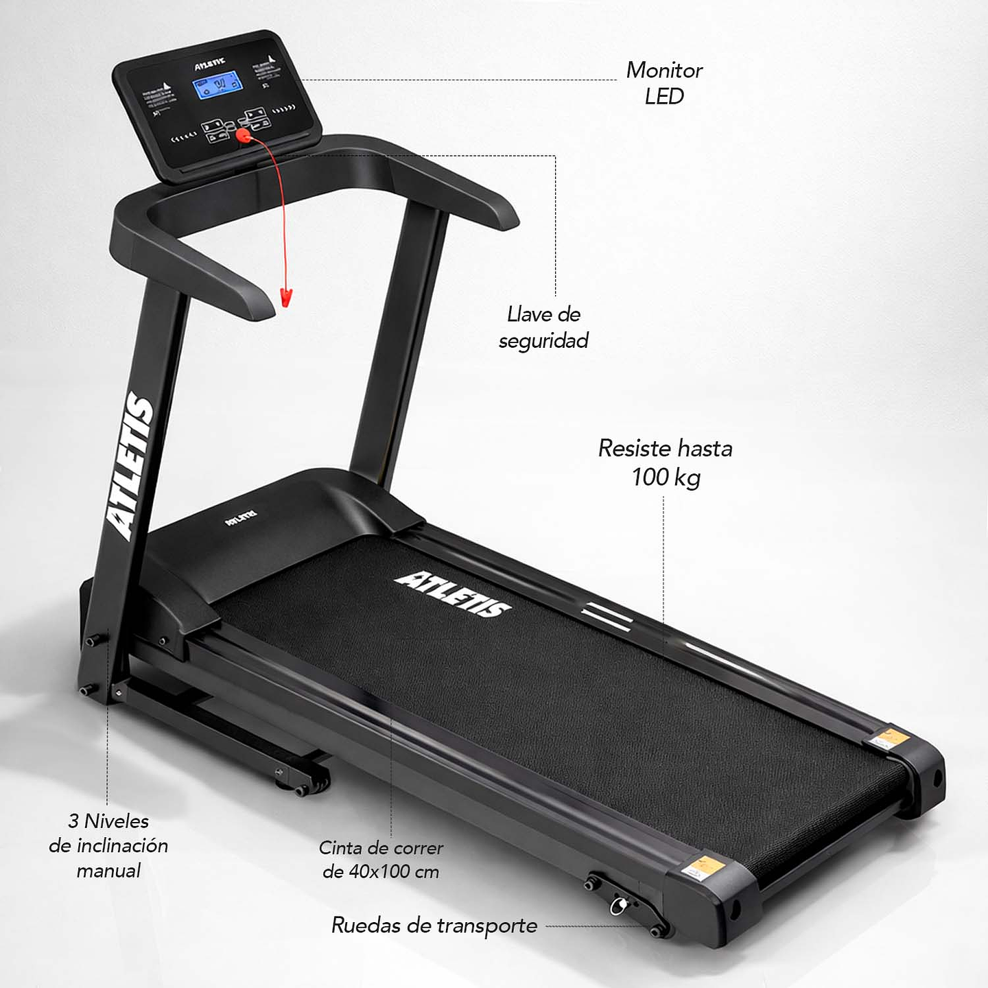 Trotadora Apex 3 Fit 12.8km/h 2.0hp Plegable 8