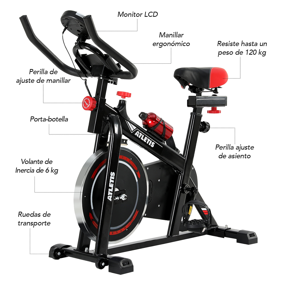 Bicicleta Spinning K300 6kg Rojo 3