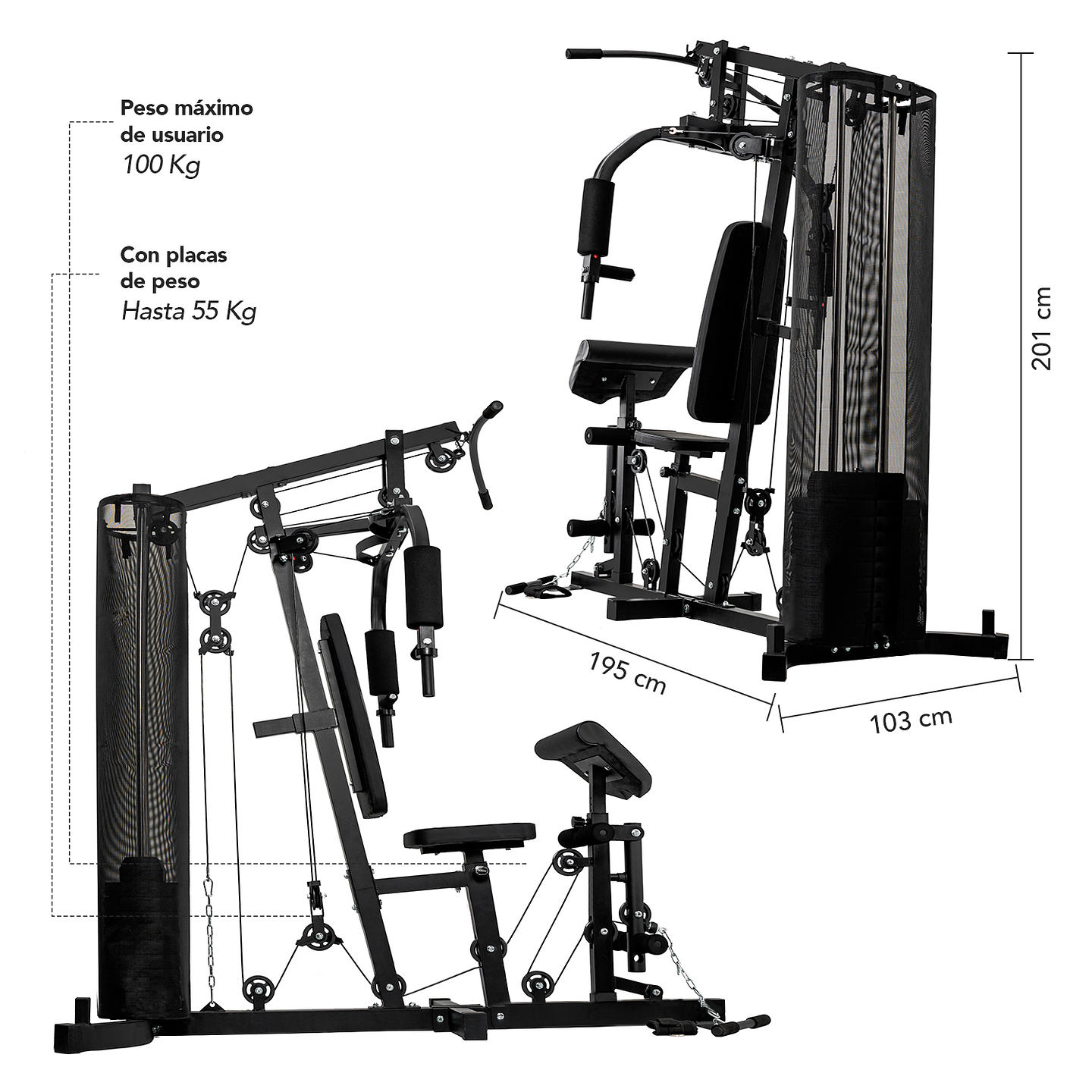 Home Gym Multifuncional 55Kg Xtreme Force 300 Pro 5