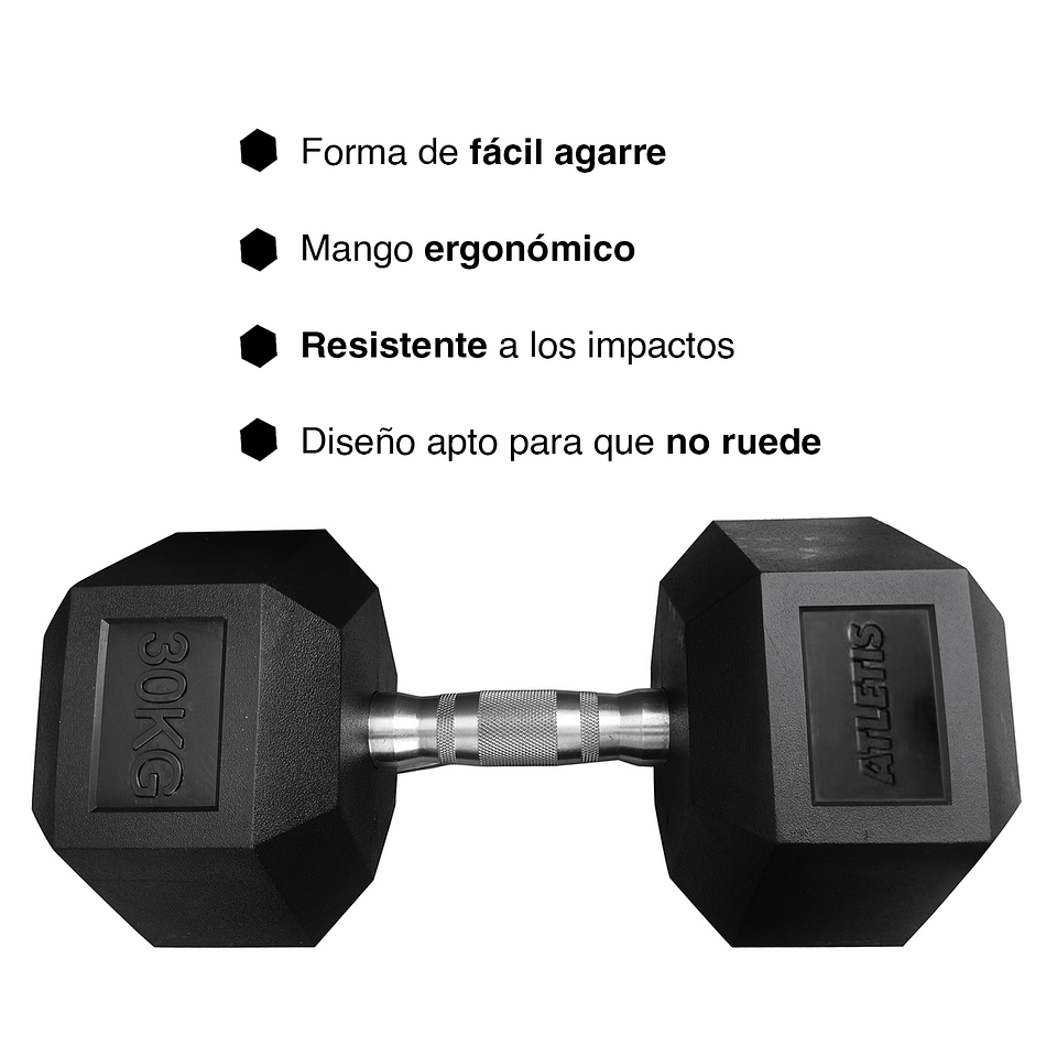 Mancuerna Hexagonal 30 Kg Negro 2