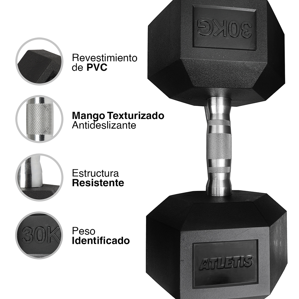 Mancuerna Hexagonal 30 Kg Negro 4