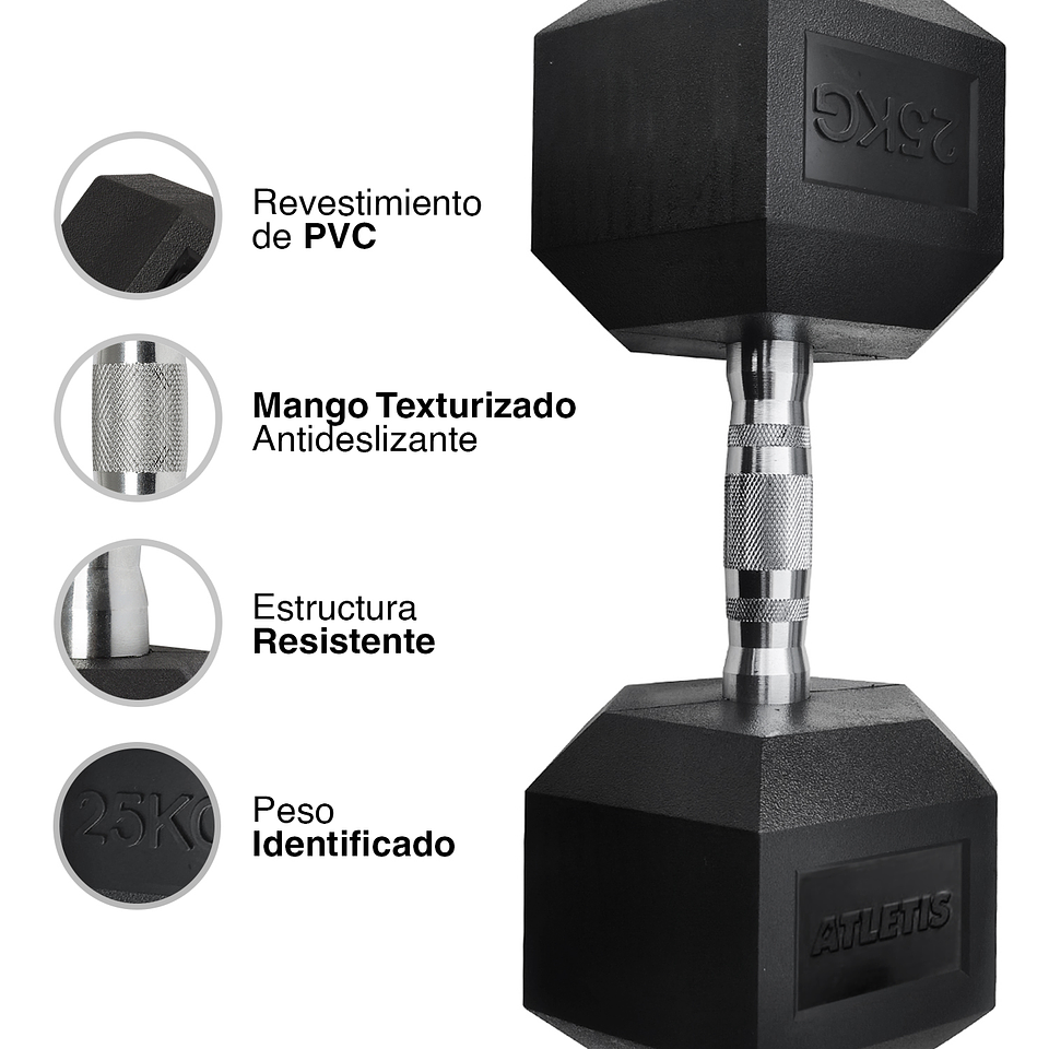 Mancuerna Hexagonal 25 Kg Negro 3