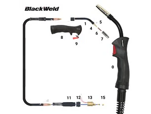 Pistola Mig Blackweld Modelo Binzel 15 / 180 Amp (4,5 MTS)