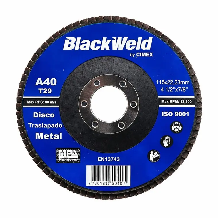 DISCO TRASLAPADO METAL  4.5/GRANO 40 - BLACKWELD (BW-45115-A40) 1