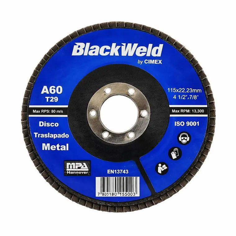 DISCO TRASLAPADO METAL  4.5/GRANO 60 - BLACKWELD (BW-45115-A60) 1