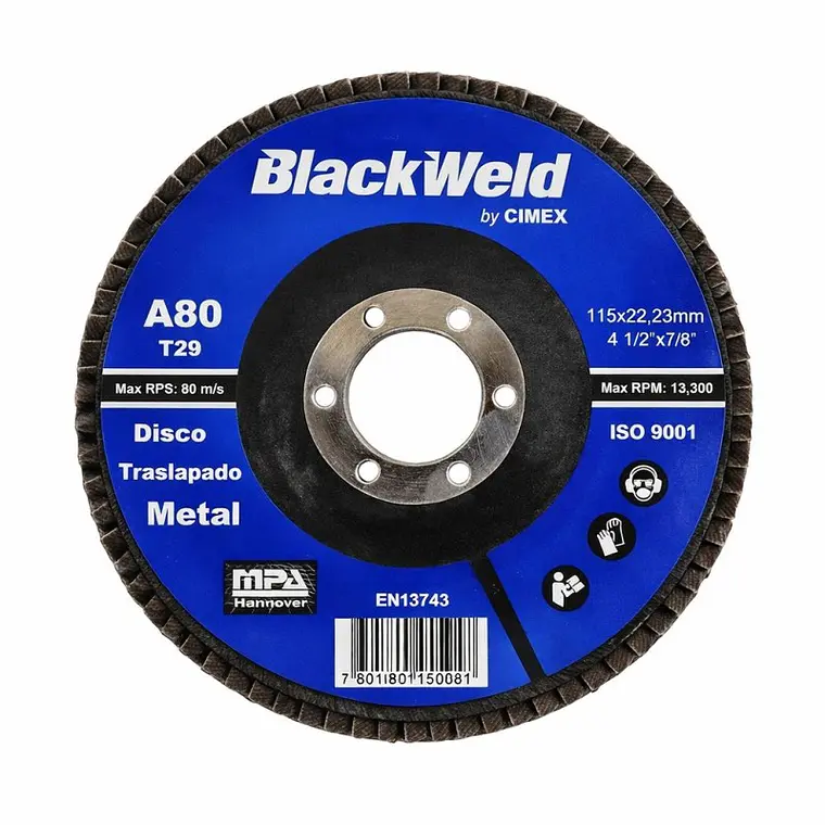 DISCO TRASLAPADO METAL  4.5/GRANO 80 - BLACKWELD (BW-45115-A80) 1