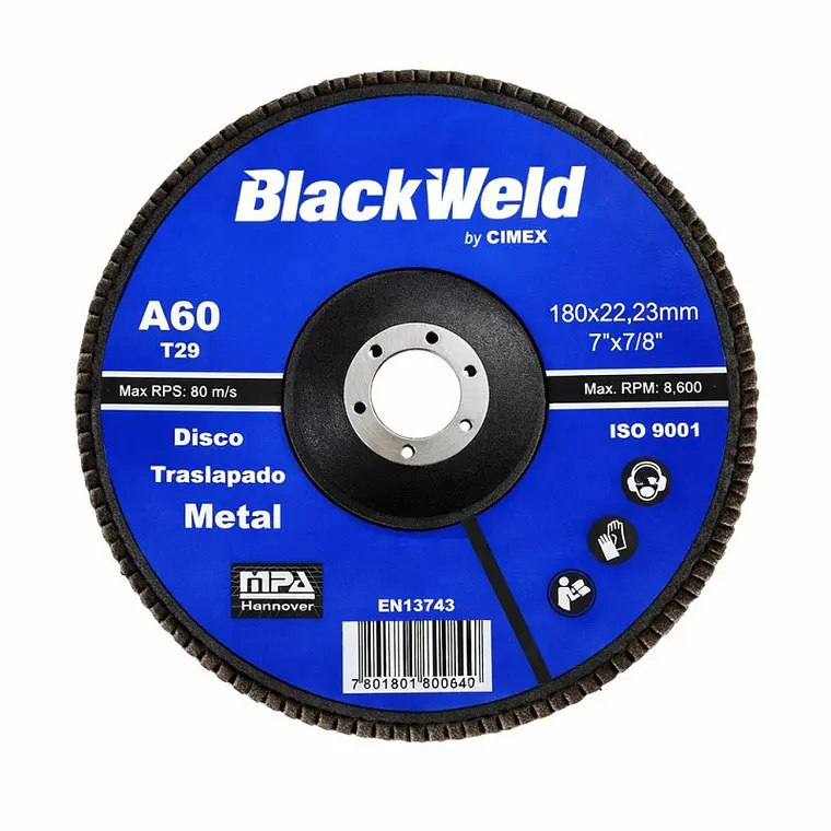 DISCO TRASLAPADO METAL  7/GRANO 60 - BLACKWELD (BW-45180-A60) 1
