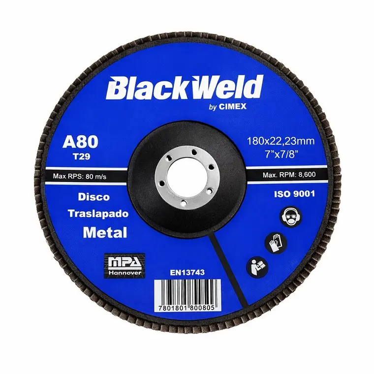 DISCO TRASLAPADO METAL  7/GRANO 80 - BLACKWELD (BW-45180-A80) 1