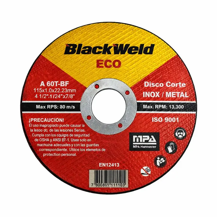 Disco Corte Inox/Metal 4.5´x1.0-Blackweld (ECO-BW-20115-10) 1