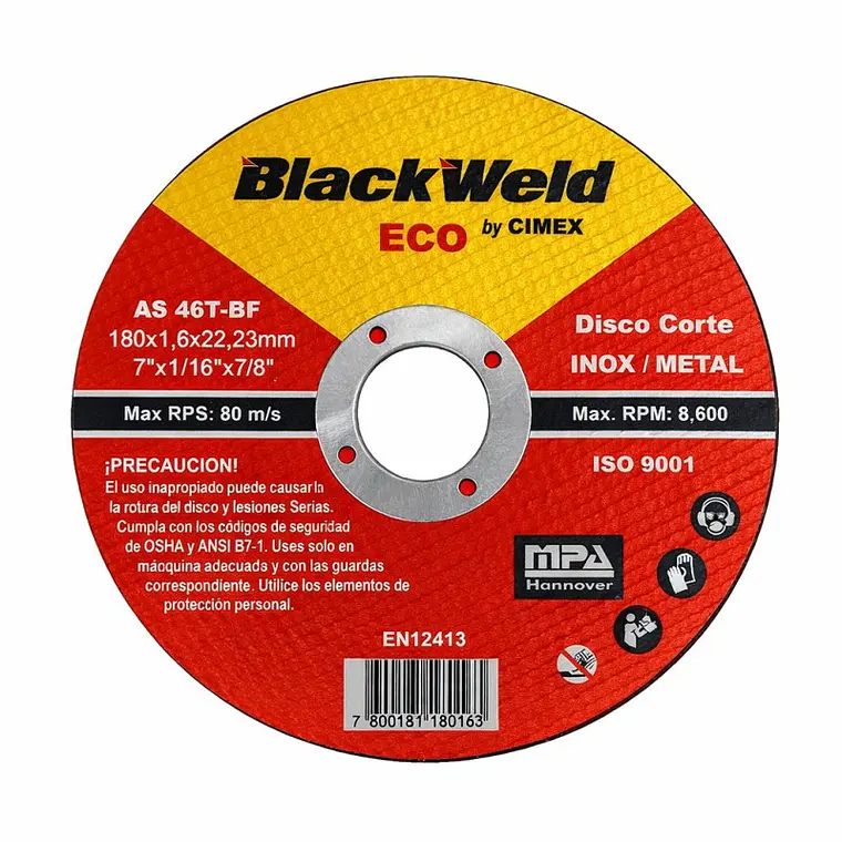 Disco Corte Inox/Metal 7´x1.6-Blackweld (ECO-BW-20180-16) 1