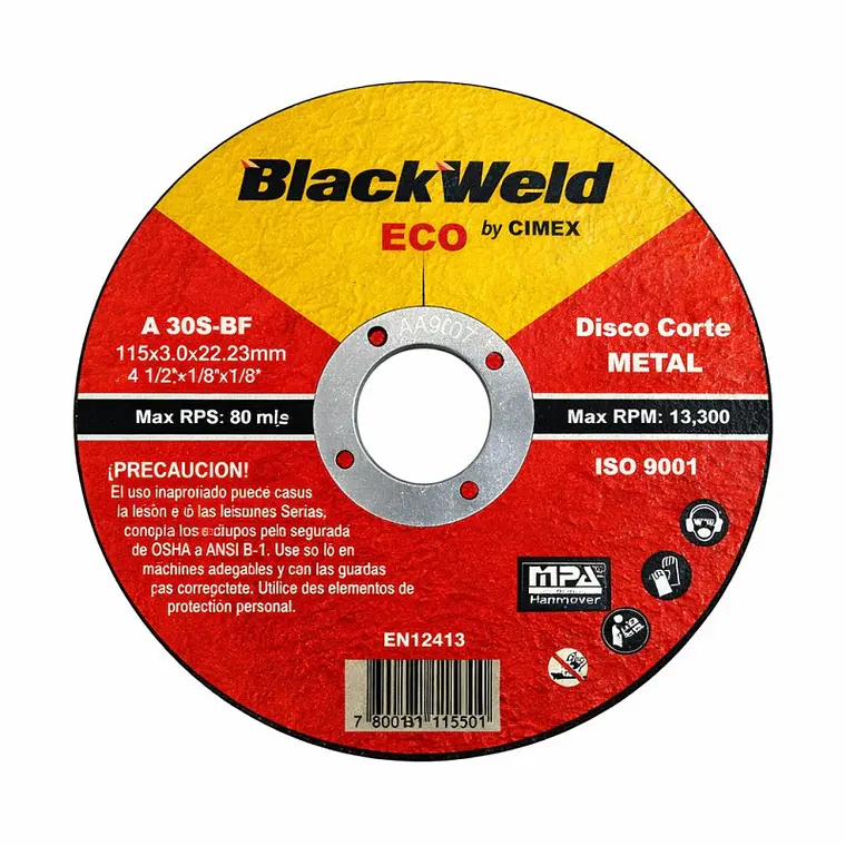 Disco Corte Metal 4.5´x 3.0-Blackweld (ECO-BW-25115-30) 1