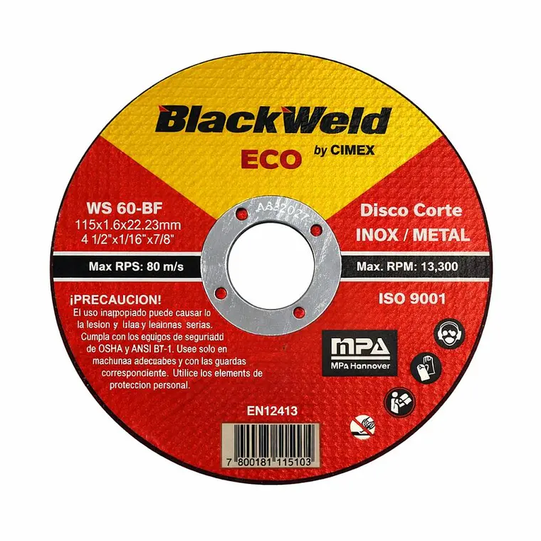 Disco Corte Inox/Metal 4.5´x1.6- ECO Blackweld (ECO-BW-20115-16) 1