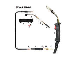 Pistola Mig Blackweld modelo Binzel 36 / 350Amp (4,5 MTS)