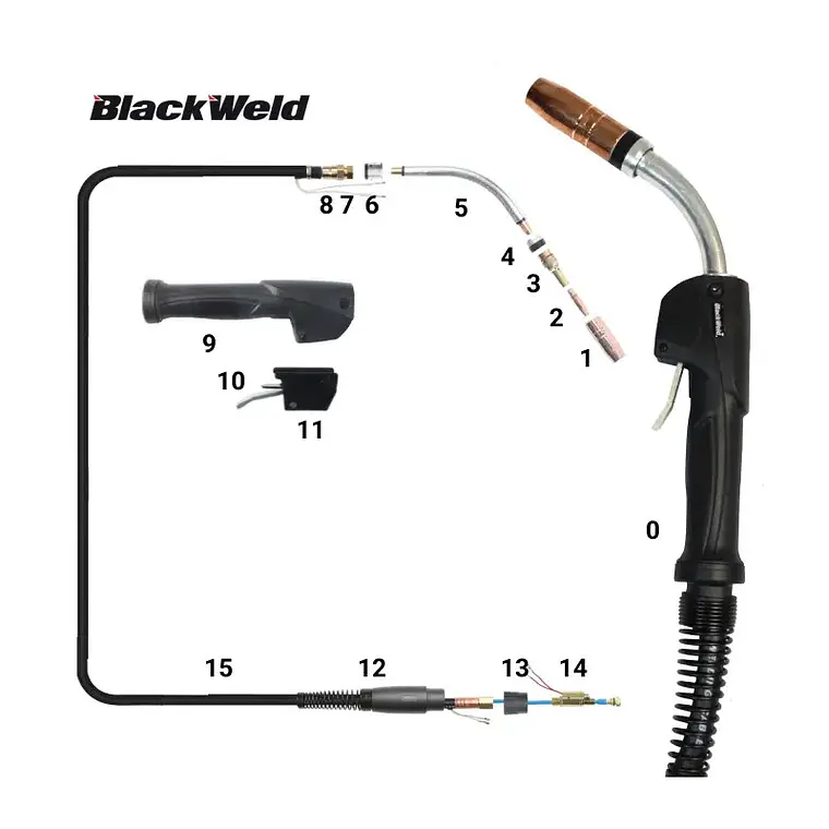 Pistola Mig Blackweld modelo Tregaskiss 500 / 500Amp(4,5 MTS) 1