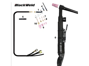 Pistola TIG modelo WP9/ 9V / 9FV / 9P 125 Amperes