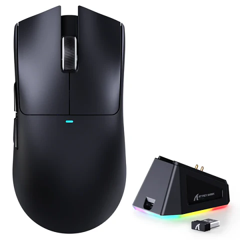 Mouse Gamer X11 Attack Shark Tri Mode 22000 Dpi Paw3311 Dock Color Negro