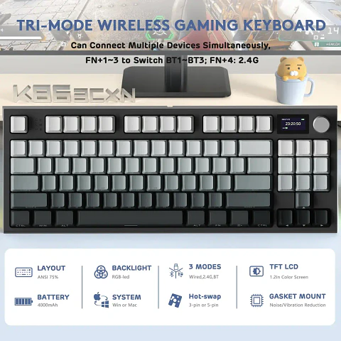 Attack Shark K86 (75% - Inalámbrico con Pantalla)
