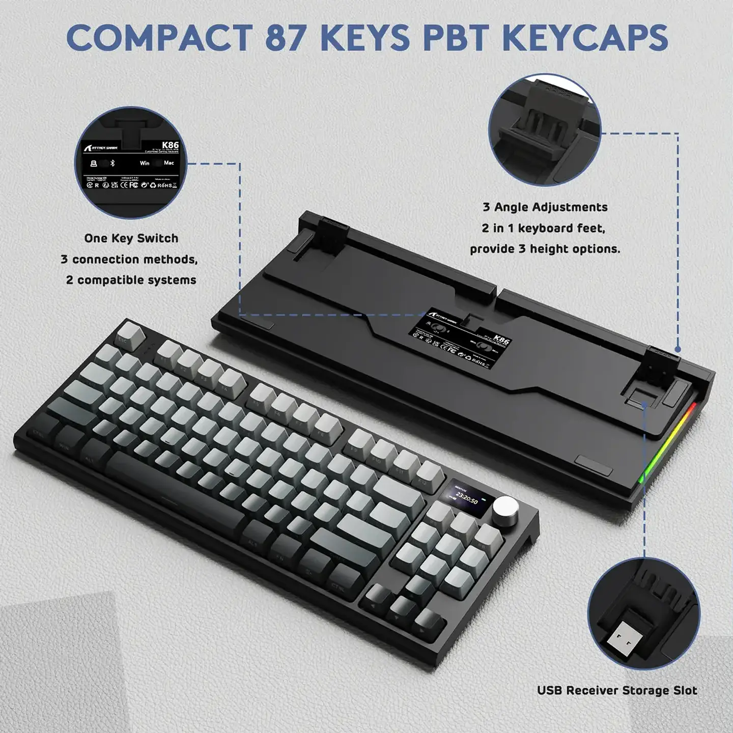 Attack Shark K86 (75% - Inalámbrico con Pantalla) 6