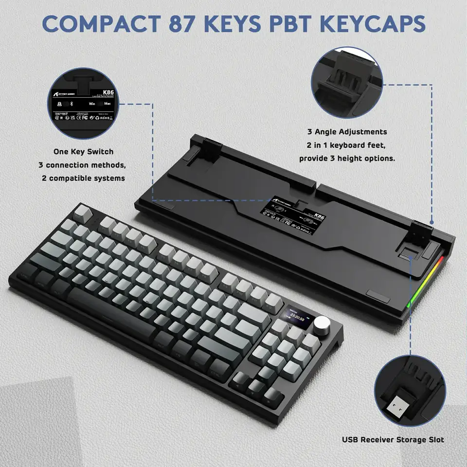 Attack Shark K86 (75% - Inalámbrico con Pantalla) 6