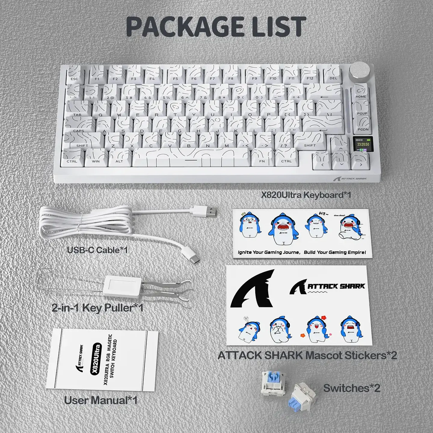 Attack Shark X820 Ultra (75% - Trimodo RGB - Blanco) 5