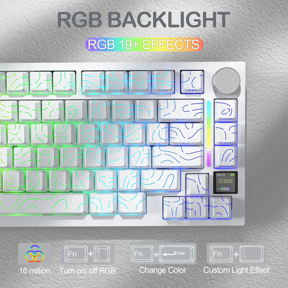 Attack Shark X820 Ultra (75% - Trimodo RGB - Blanco) 8
