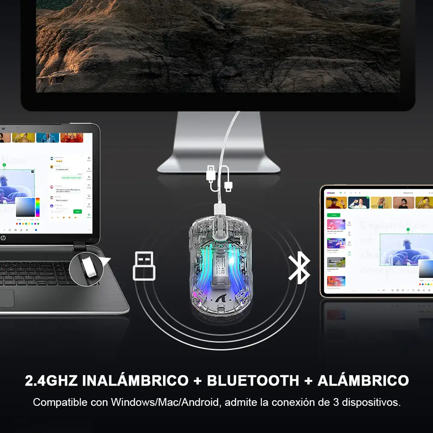 Mouse Attack Shark X2 Pro Mouse Inalambrico 3