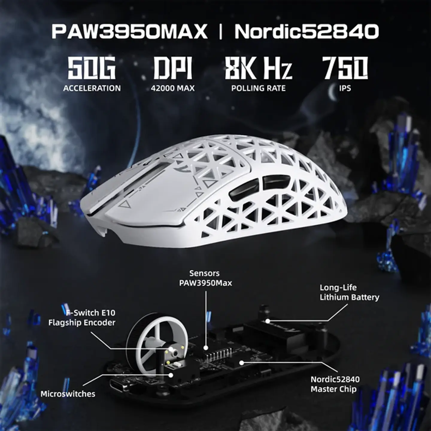Attack Shark R5 Inalámbrico Ratón 42k Dpi/39g Fibra C Blanco - Blanco 5