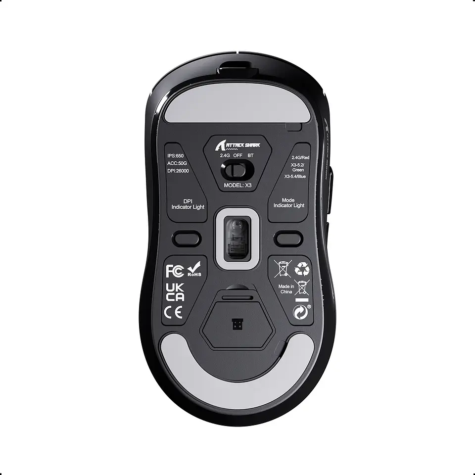 Mouse Attack Shark X3 Wireless Gaming Paw3395 Superlight Negro 5