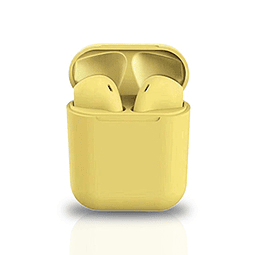 Audífonos Bluetooth i12 Amarillo con Estuche de Carga