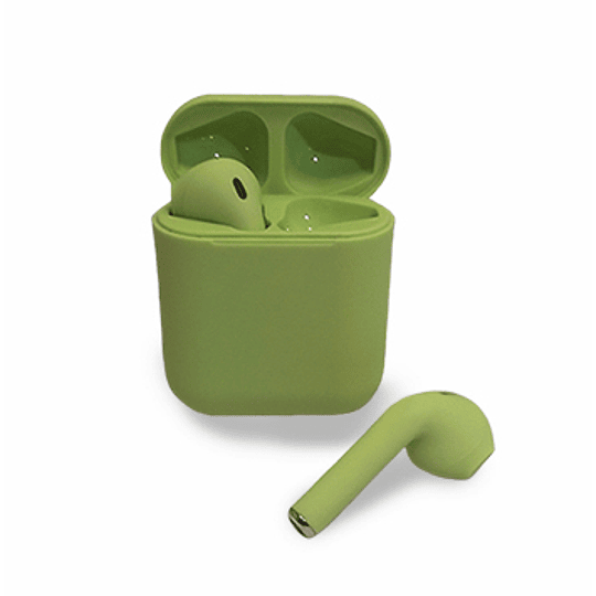 Audífonos Bluetooth i12 Verde con Estuche de Carga