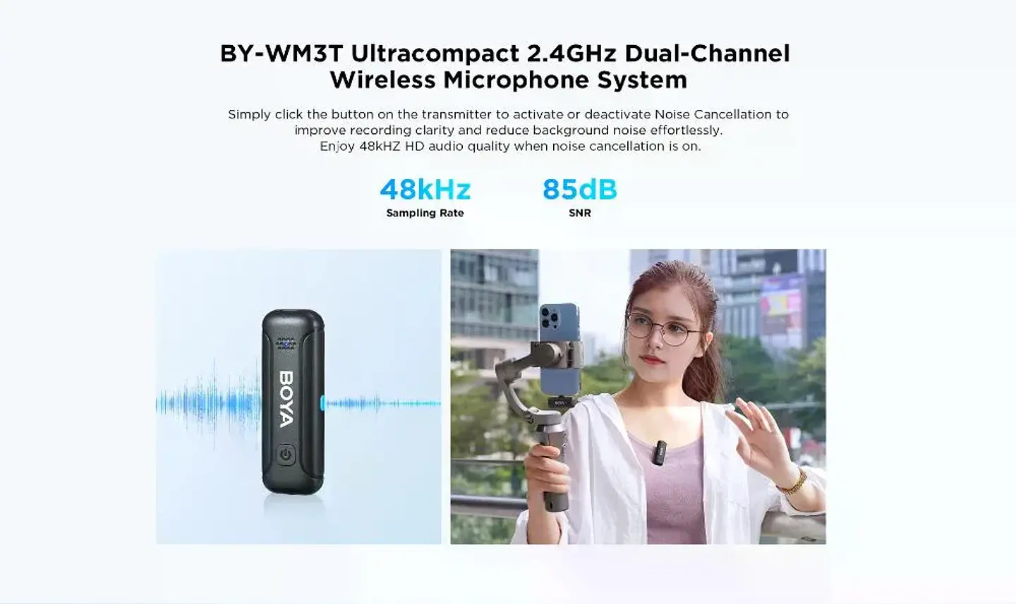 Boya BY-WM3T-M2 Mini 2.4GHz Micrófono Inalámbrico Conector TRS 3.5mm 10