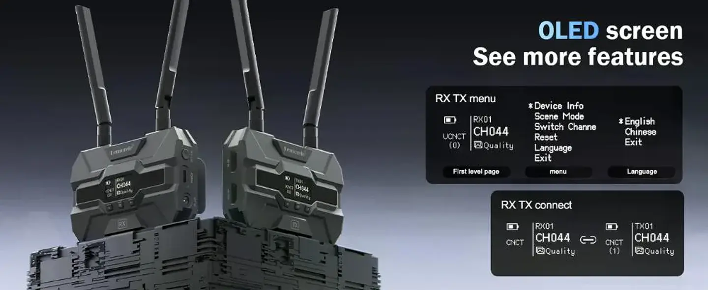 Lemorele R200  Kit Transmisor Video Inalámbrico Receptor y Baterías 9