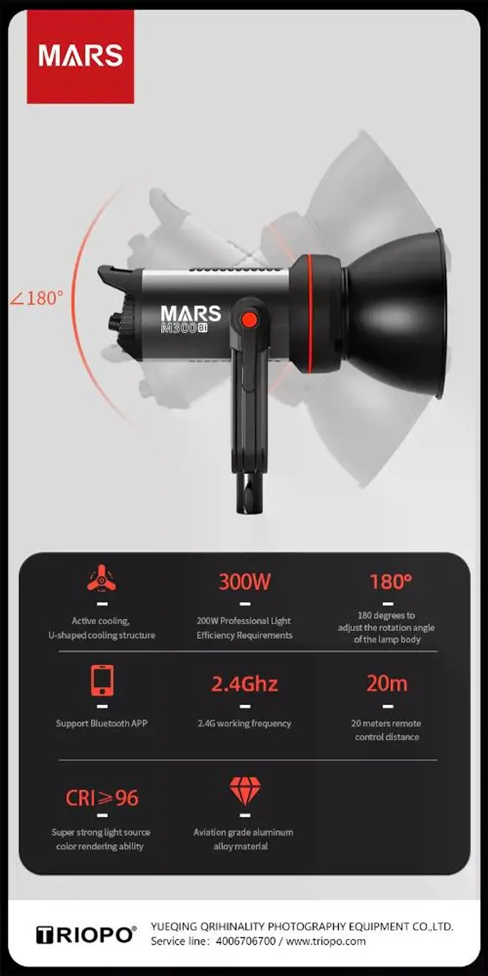 Triopo M-300BI Cañón Led 300w Bicolor (3200K-5600K) 6