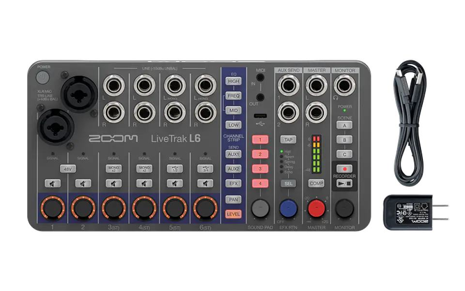 Zoom LiveTrak L-6 Mezclador Digital Portátil de 6 Canales y Grabadora Multipista  L6 17