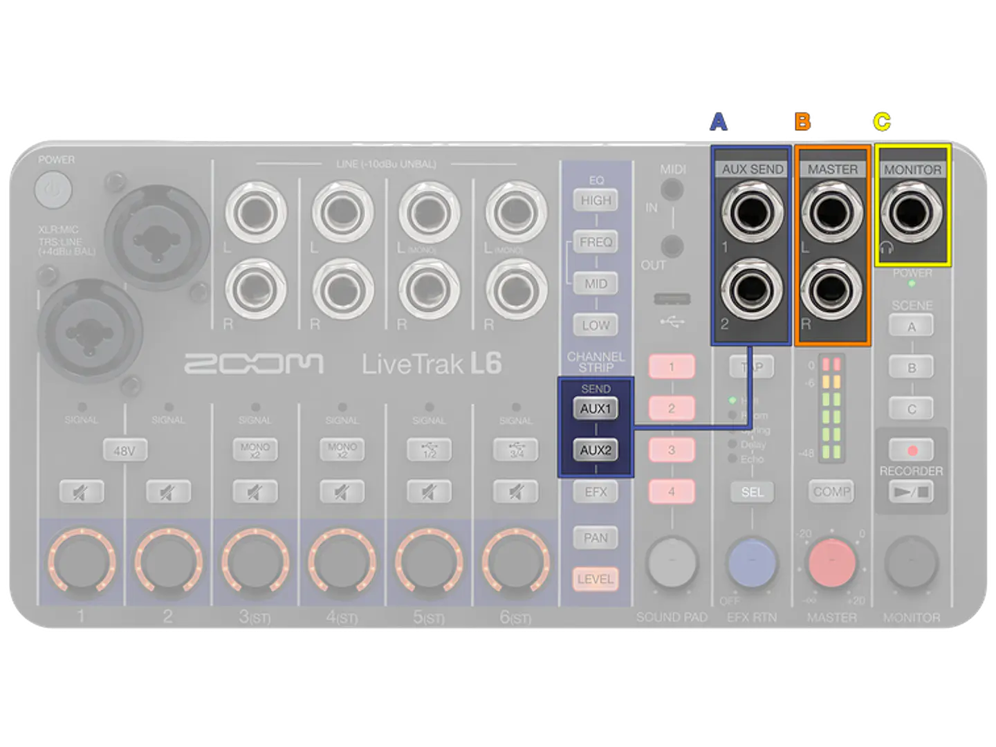 Zoom LiveTrak L-6 Mezclador Digital Portátil de 6 Canales y Grabadora Multipista  L6 19