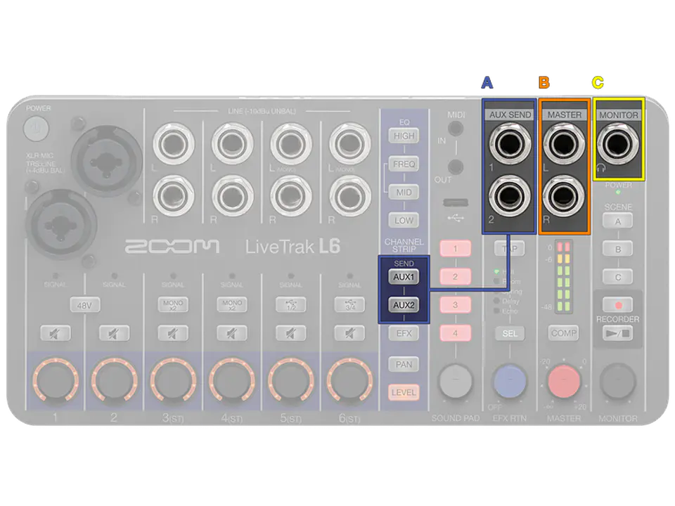 Zoom LiveTrak L-6 Mezclador Digital Portátil de 6 Canales y Grabadora Multipista  L6 19