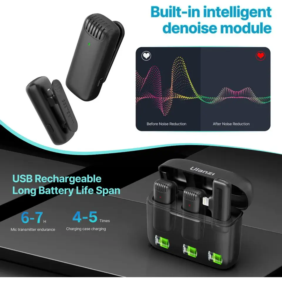 Ulanzi J12 Lightning Micrófono Inalámbrico Doble 3