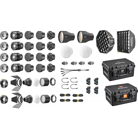 Godox MS60R 4K Kit 4 Luces 60W Con Múltiples Accesorios y Maleta