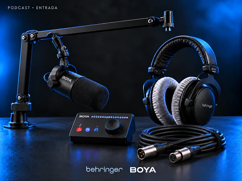Kit Podcast Entrada · Una voz BOYA con control de mezcla