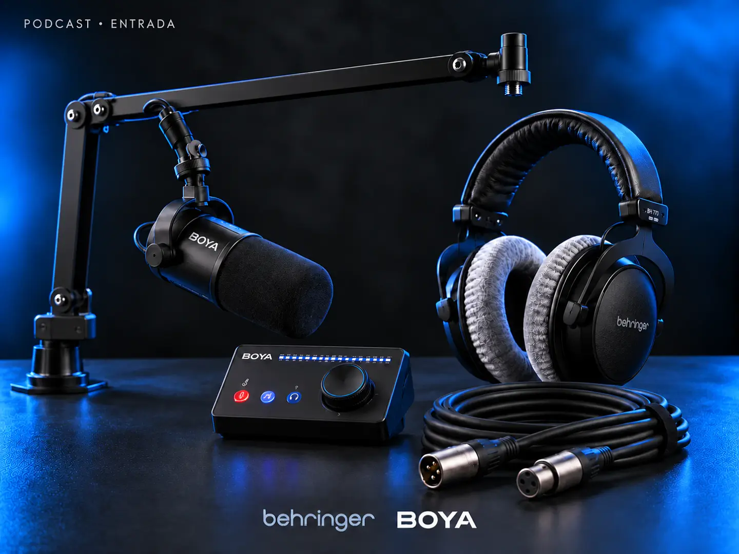 Kit Podcast Entrada · Una voz BOYA con control de mezcla 1