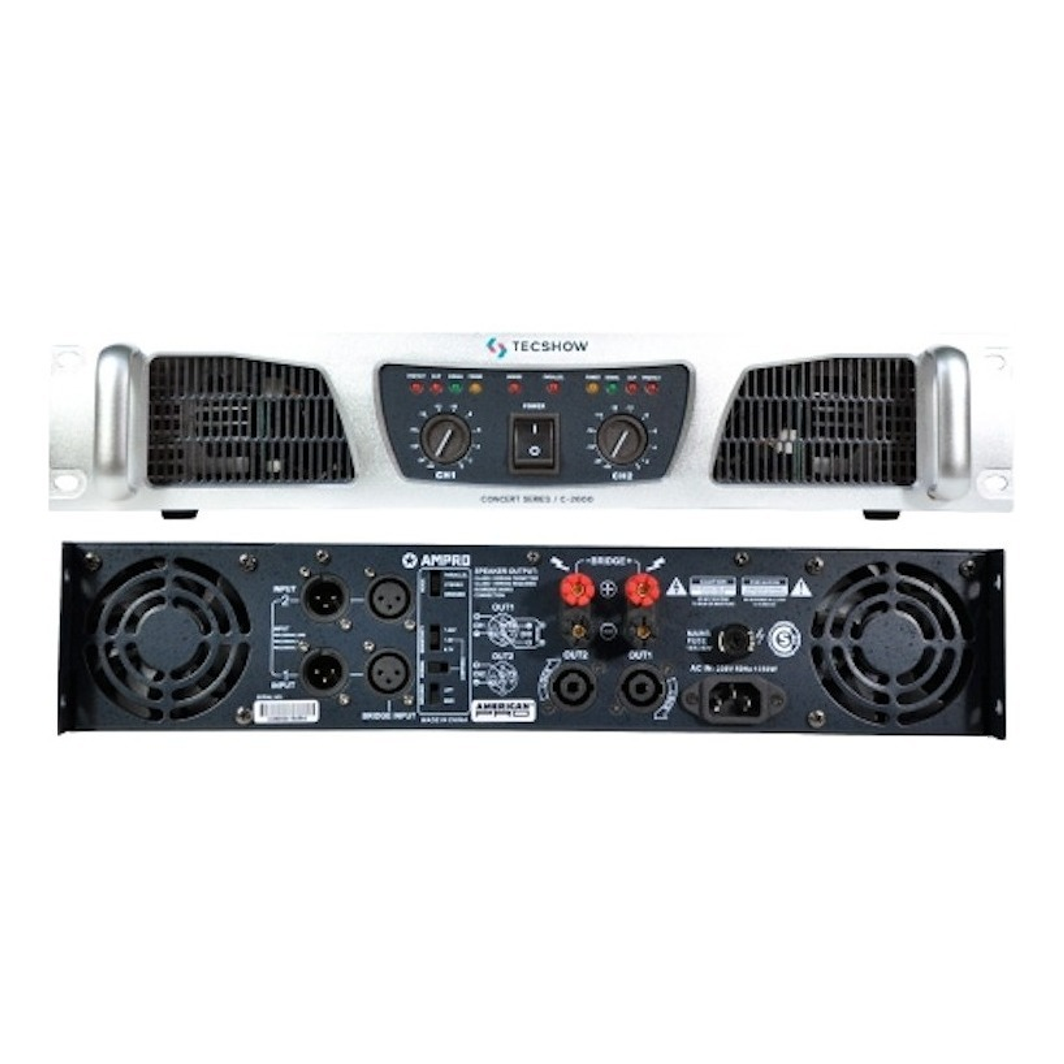 Amplificador de Potencia Tecshow C-2600 CONCERT 1300XCH. 2 Ohms 2