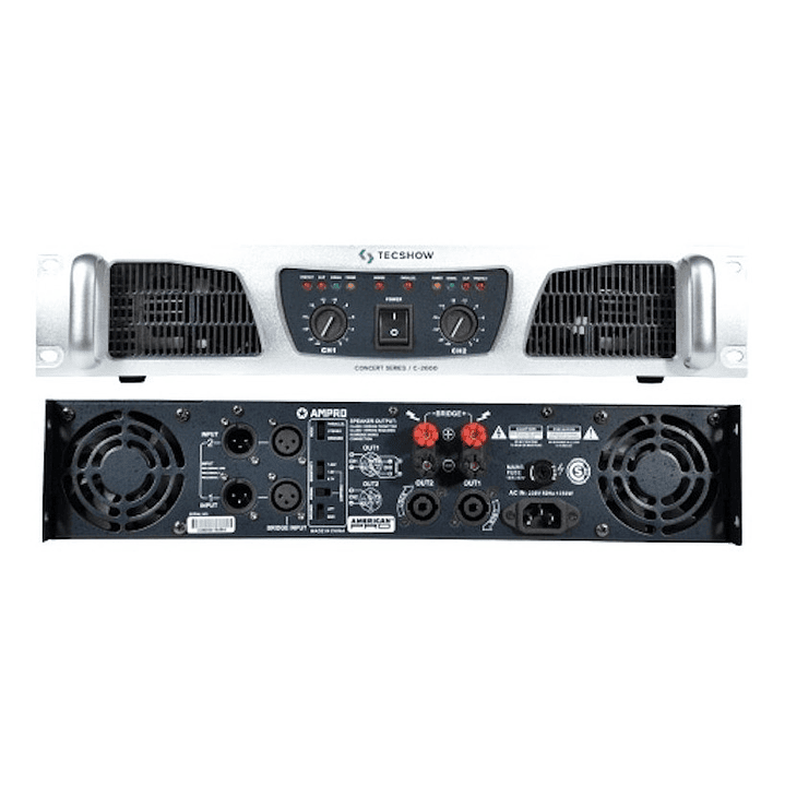 Amplificador de Potencia Tecshow C-2600 CONCERT 1300XCH. 2 Ohms 2