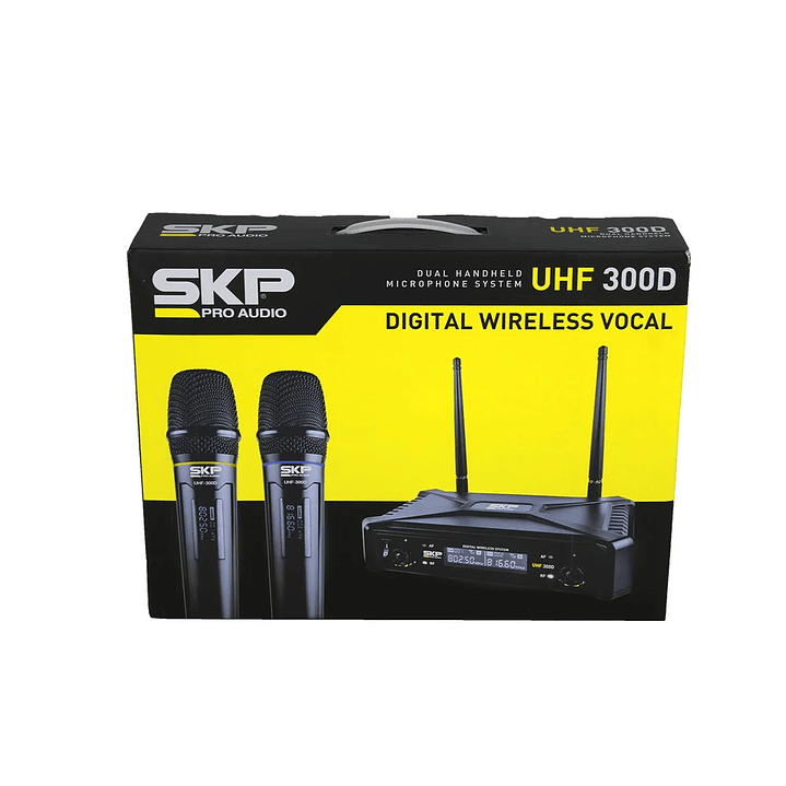 MICROFONO DOBLE INALAMBRICO SKP UHF 300D 2