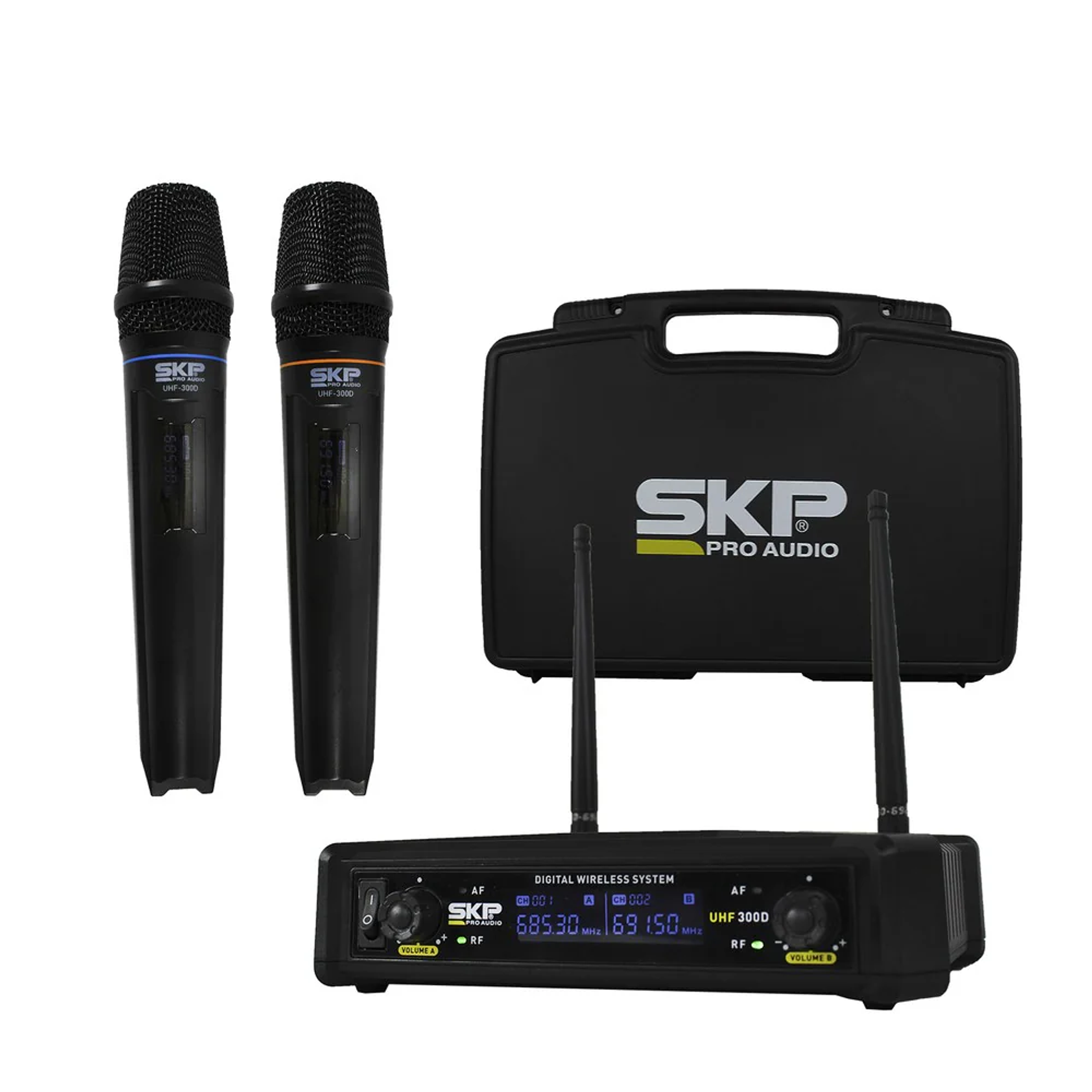 MICROFONO DOBLE INALAMBRICO SKP UHF 300D 1