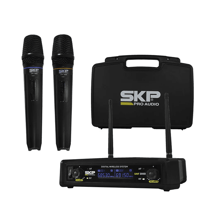 MICROFONO DOBLE INALAMBRICO SKP UHF 300D 1