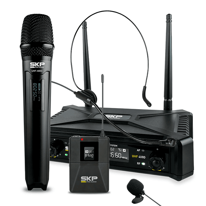 Kit Micrófono Inalámbrico SKP UHF 400D 1