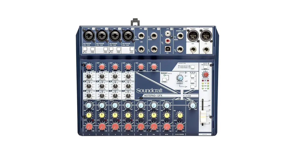 CONSOLA CON INTERFAZ USB SOUNDCRAFT NOTEPAD 12FX