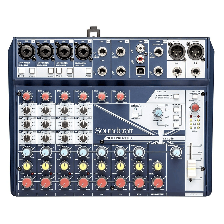 CONSOLA CON INTERFAZ USB SOUNDCRAFT NOTEPAD 12FX 1