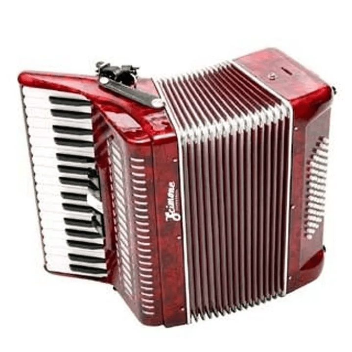 Acordeón Scimone L1308 color rojo - 60 bajos - 34 teclas - incluye case 1