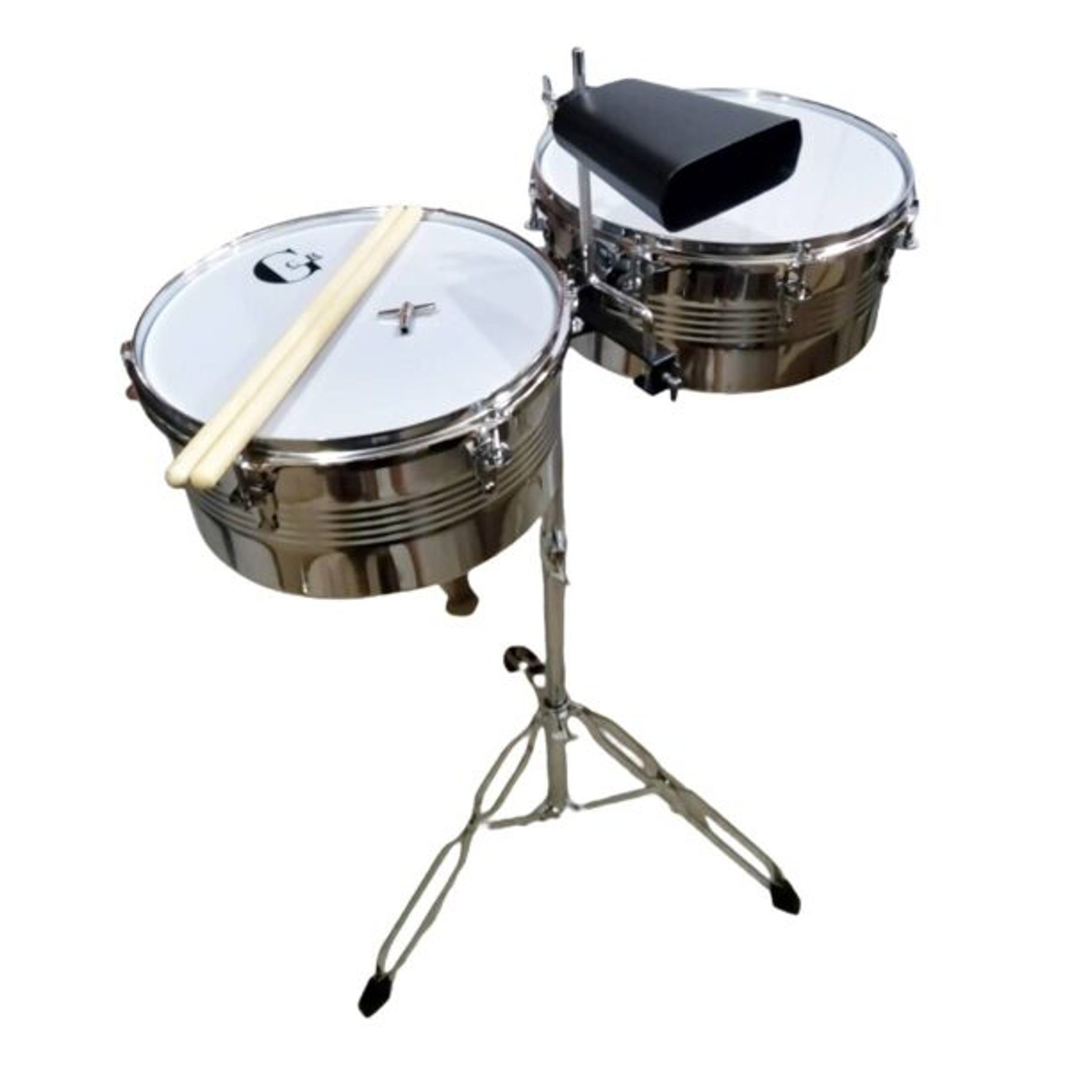 GCR Timbaleta Con Atril Cromado Ajustable 13 – 14 C/Cencerro 1